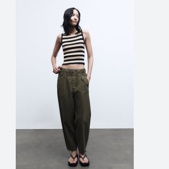 Zara Pants - #17 NWT Zara Zipper Barrel Leg Relaxed Fit Pant